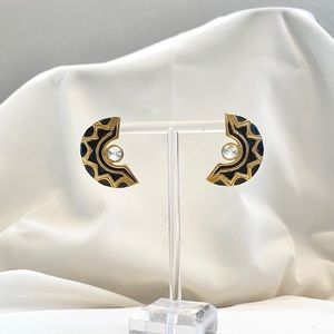 VTG Half Circle Sparkle Geometric Earrings Jewelry